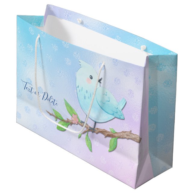 Sac cadeau aux oiseaux bleus (Devant Angle)
