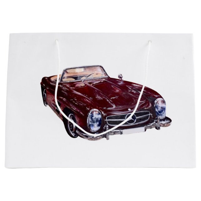 Sac cadeau avec voiture vintage bordeaux (Devant)