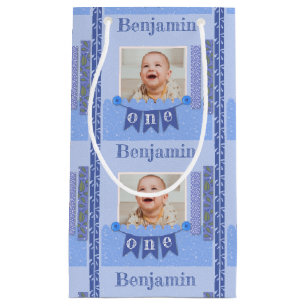 Sac Cadeau Baby Boy 1er Anniversaire Blue Scrapbook Petit Cad