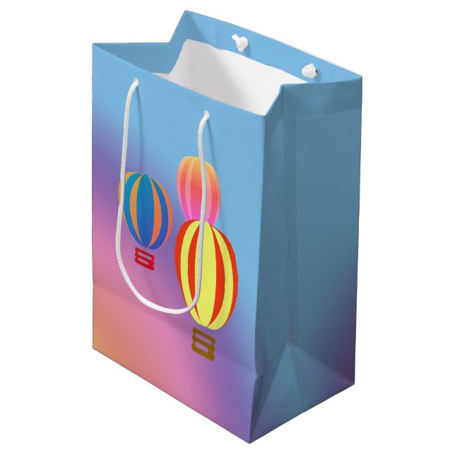 Sac cadeau - Ballons à air chaud et arc-en-ciel (Devant Angle)