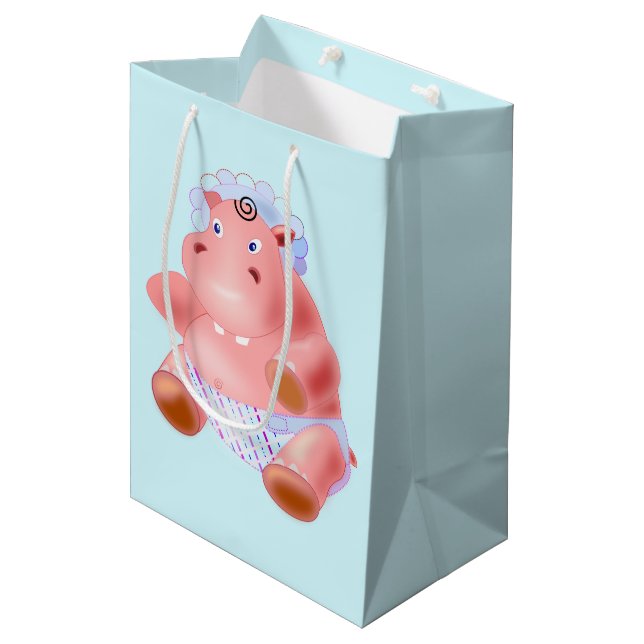 Sac cadeau bébé Hippo - Couleurs personnalisées -  (Devant Angle)