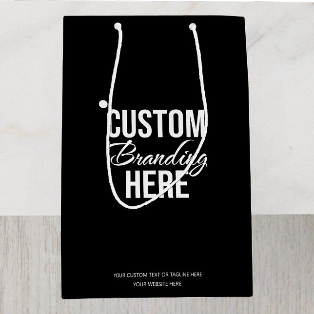 Sac cadeau Black Business Logo personnalisé (custom business gift bag logo)