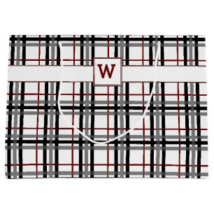 Sac cadeau Black White et Red Plaid