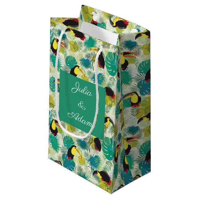 Sac cadeau blanc Toucans (Devant Angle)
