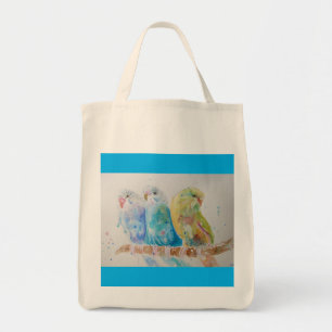Sac cadeau bleu à trois broches assis aquarelle