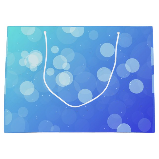 Sac cadeau bleu avec poignées de corde blanche (Devant)