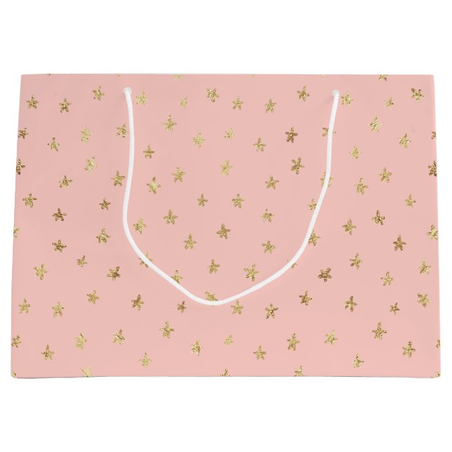 Sac cadeau Blush Pink Gold Star Motif FCEC Grand (Devant)