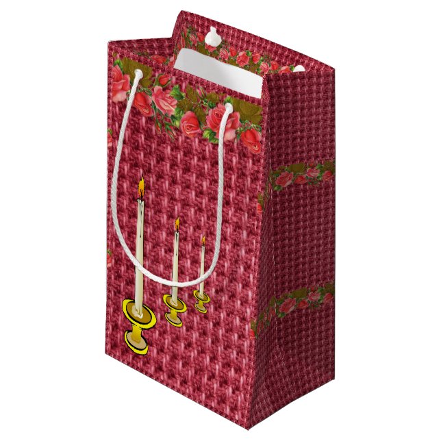 Sac cadeau Bougies florales rouges (Devant Angle)