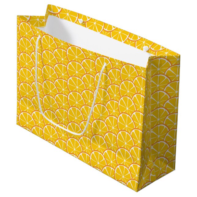 Sac cadeau Citrus Orange Slices été - GRAND (Devant Angle)