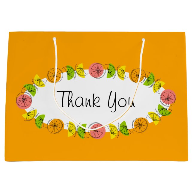 Sac Cadeau Citrus Oval Orange Merci grand (Devant)