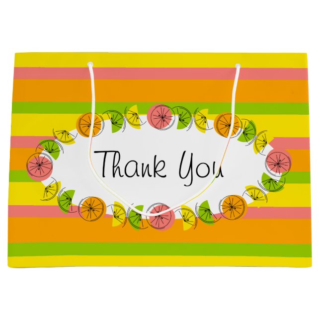 Sac Cadeau Citrus Oval Stripe Classic Merci grand (Devant)