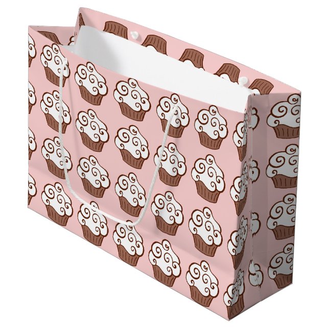 Sac cadeau Cupcake couleur rose (Devant Angle)