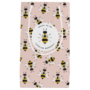 Sac cadeau Customisé rose abeille avec illustratio