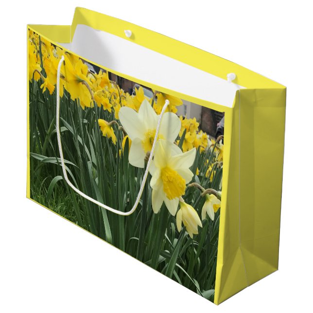 Sac Cadeau Daffodique de printemps grand (Devant Angle)