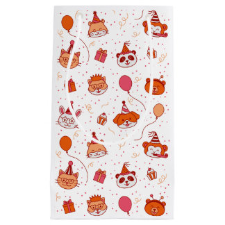 Sac cadeau d'animaux de fête mignons et heureux