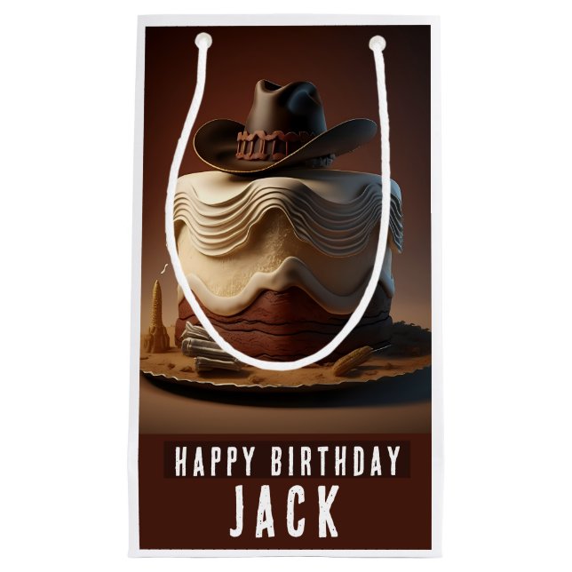 Sac cadeau d'anniversaire à thème Cowboy (Devant)