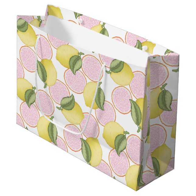 Sac cadeau d'anniversaire citron à thème rose (Devant Angle)