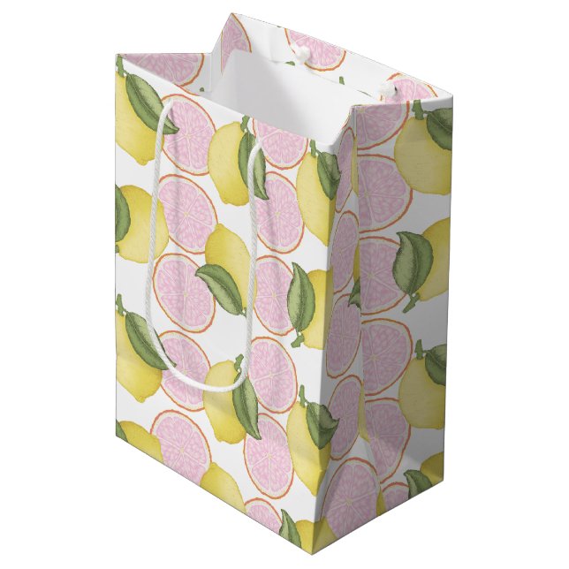 Sac cadeau d'anniversaire citron rose (Devant Angle)
