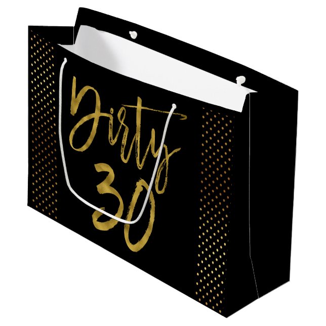 Sac cadeau d'anniversaire de 30 Gold Foil (Devant Angle)