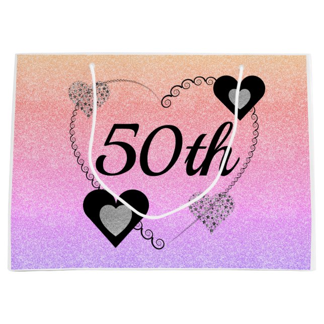 Sac cadeau d'anniversaire élégant 50e (Devant)