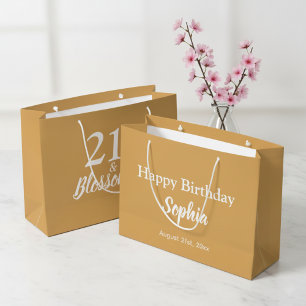 Sac cadeau d'anniversaire Gold et White 21st - Gra