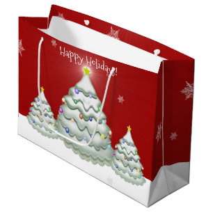 Sac cadeau d'arbre de Noël Red Snowy