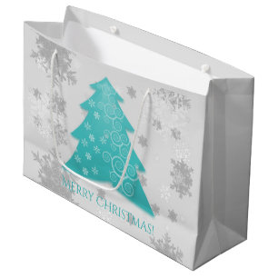 Sac cadeau d'arbre de Noël turquoise Festif