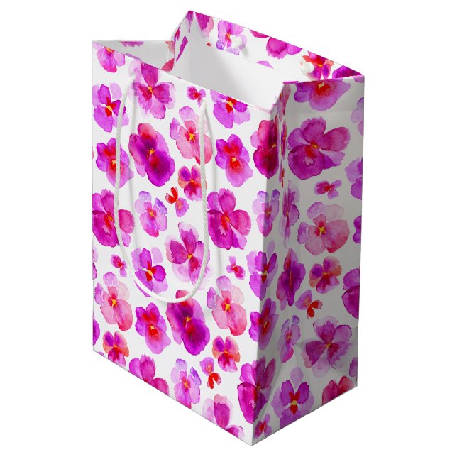 Sac cadeau d'art viola rose blanc d'aquarelle (Dos Angle)
