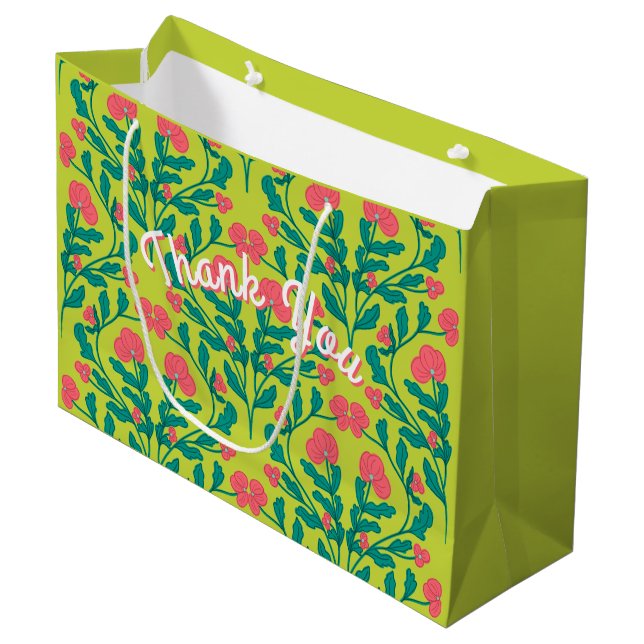 Sac Cadeau de Branche de Fleur Vert Citron (Devant Angle)