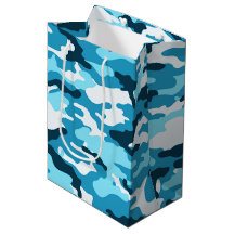 Sac cadeau de camouflage bleu
