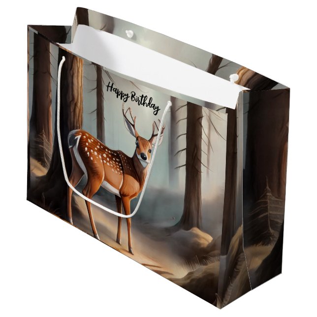 Sac cadeau de cerf rustique ton de la Terre (Devant Angle)