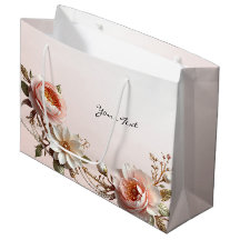 Sac cadeau de fleurs roses et blanches décoratives