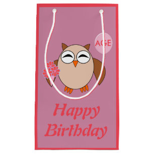 Sac cadeau de hibou d'anniversaire personnalisé