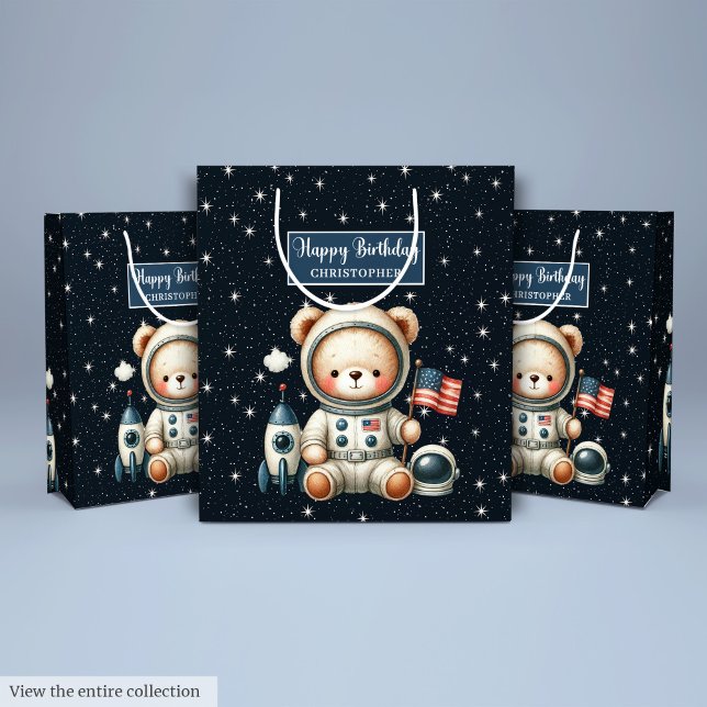 Sac cadeau de l'astronaute mignon pour fête d'anni (Cute Astronaut Bear Gift Bag for Birthday Party)