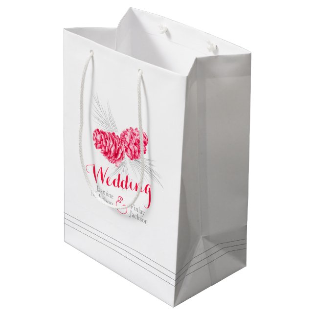 Sac cadeau de mariage en pin rouge (Dos Angle)