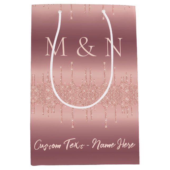 Sac Cadeau de Mariage Rose Gold Personnalisé avec  (Devant)