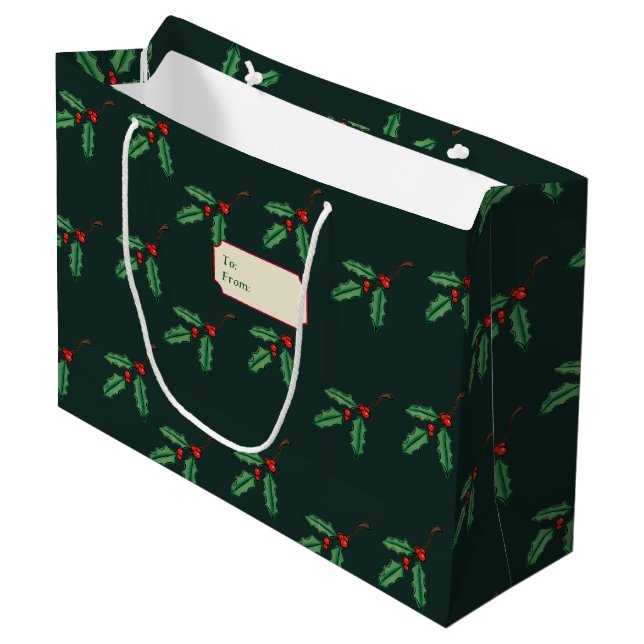 Sac cadeau de marque de Noël traditionnel (Devant Angle)