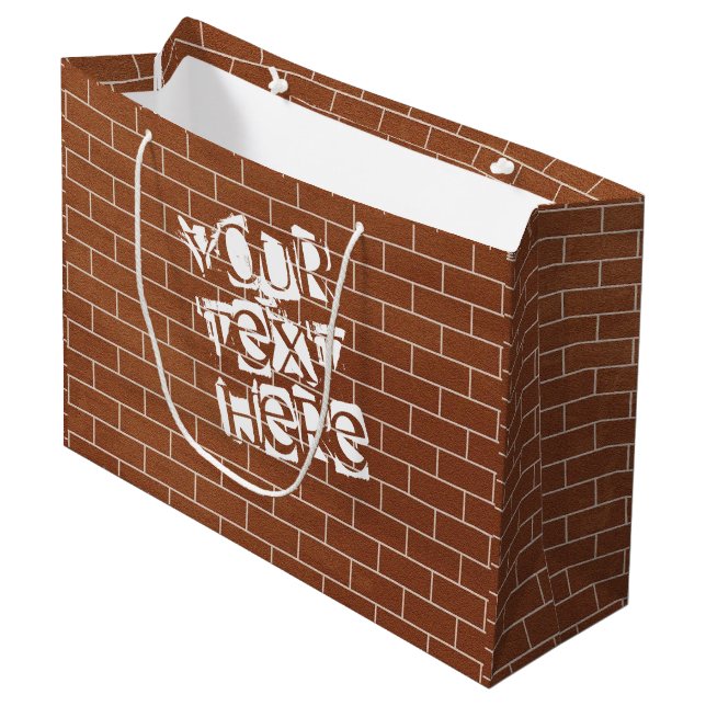 Sac cadeau de mur de briques avec texte personnali (Devant Angle)