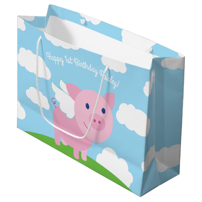 Sac cadeau de naissance pour un vol de cochon mign (Devant Angle)
