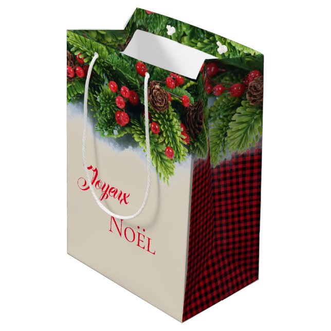 Sac cadeau de Noël À feuillage persistant Joyeux N (Dos Angle)