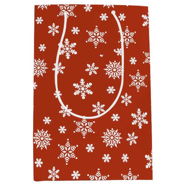 Sac cadeau de Noël aux flocons rouges et blancs (Devant)
