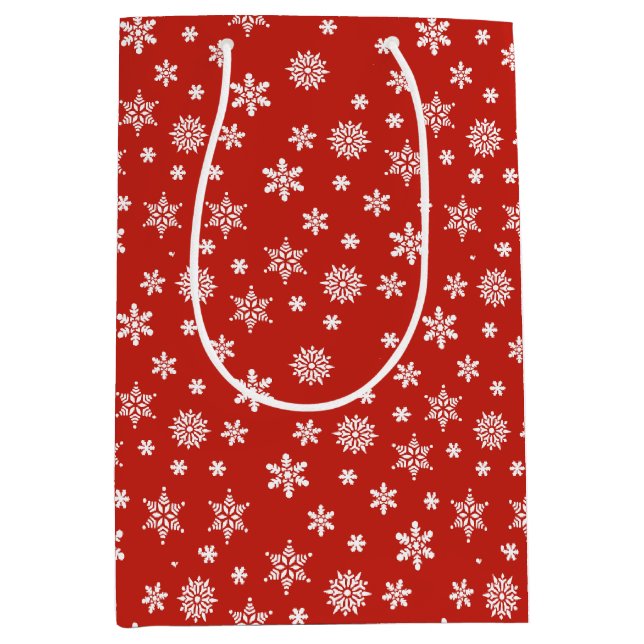 Sac cadeau de Noël aux flocons rouges et blancs (Devant)