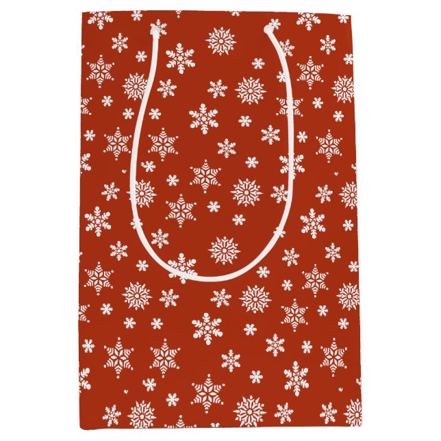 Sac cadeau de Noël aux flocons rouges et blancs (Devant)