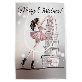 Sac cadeau de Noël avec illustration de mode.