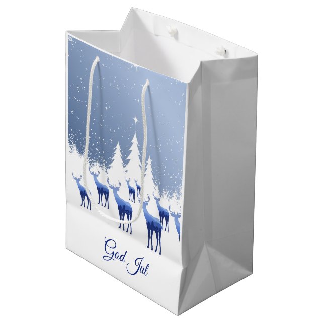 Sac cadeau de Noël Bleu cerf Dieu juil (Devant Angle)