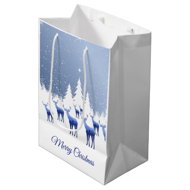 Sac cadeau de Noël Cerf Bleu (Devant Angle)