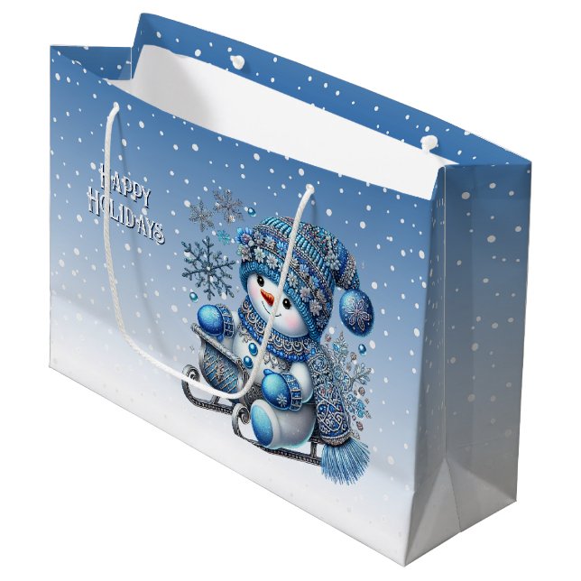 Sac cadeau de Noël de Noël de Snowman (Devant Angle)