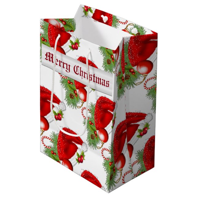 Sac cadeau de Noël Festive de Santa Hat (Devant Angle)