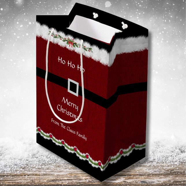 Sac cadeau de Noël Festive Red Père Noël Suit Ho H (Dress up your holiday presents with charming Santa Suit gift bags)