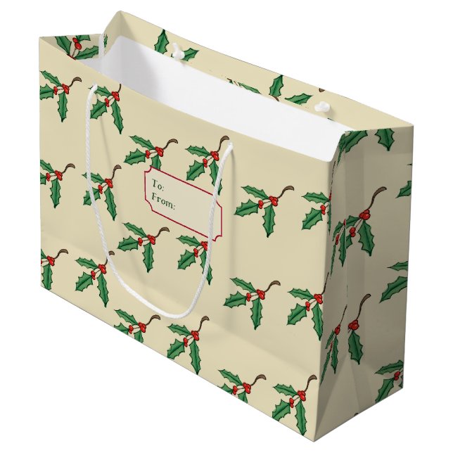 Sac cadeau de Noël Holly Name (Devant Angle)